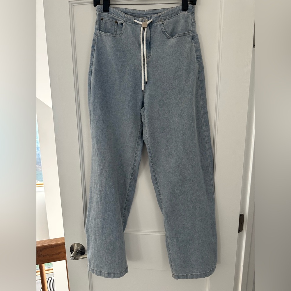High Waisted Drawstring Comfy Jean